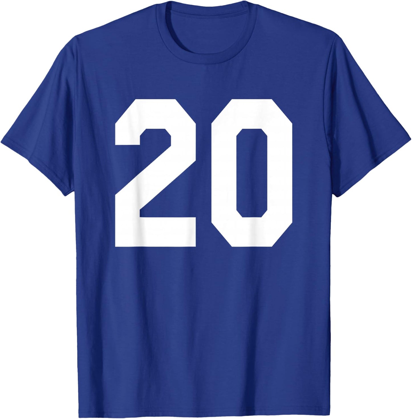Number 20 Sports Jersey Front and Back Team Player T-Shirt - T-Shirt | Royal