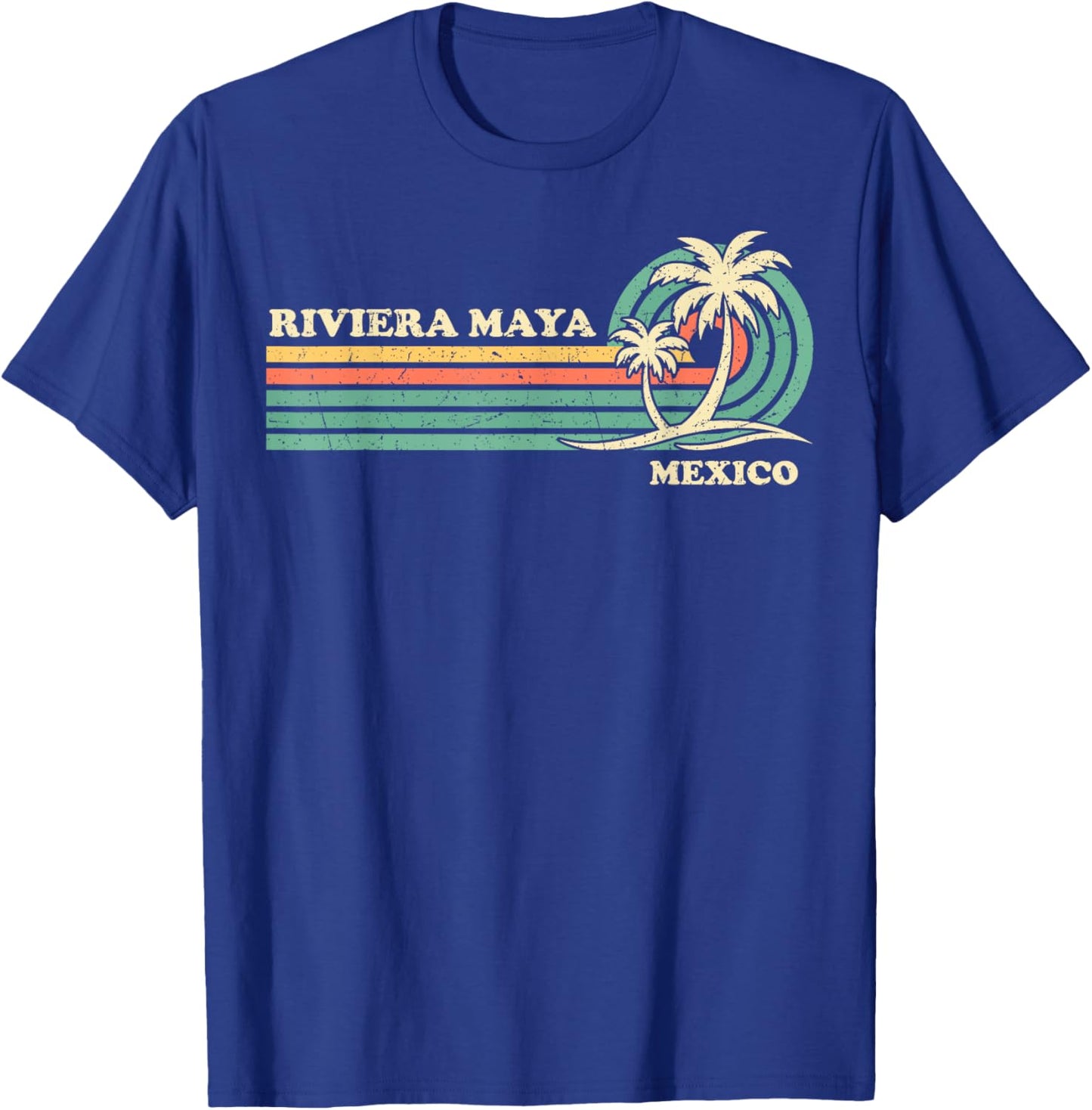Vintage Retro Summer Vacation Mexico Riviera Maya Beach Women Girls Kids T-Shirt - T-Shirt | Royal