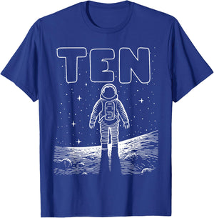 10th Birthday Ten Year Old Space Astronaut Tenth Birthday T-Shirt - T-Shirt | Royal