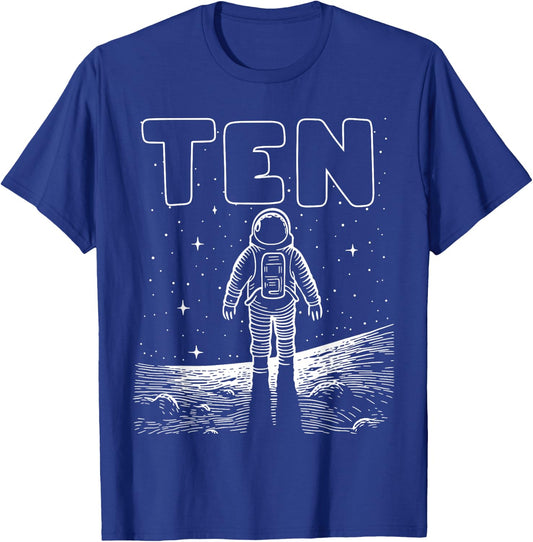 10th Birthday Ten Year Old Space Astronaut Tenth Birthday T-Shirt - T-Shirt | Royal
