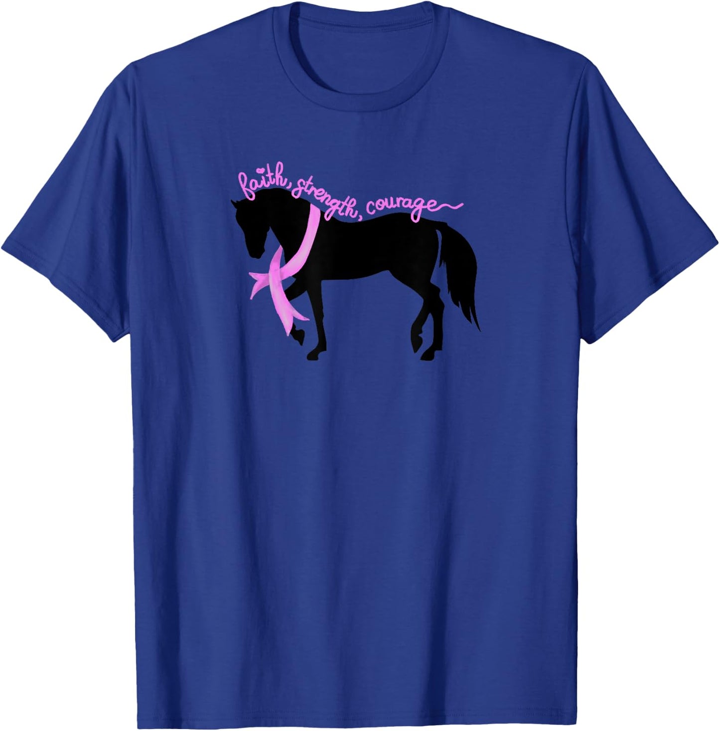 Breast Cancer with Horses and Breast Cancer Awareness T-Shirt - T-Shirt | Royal
