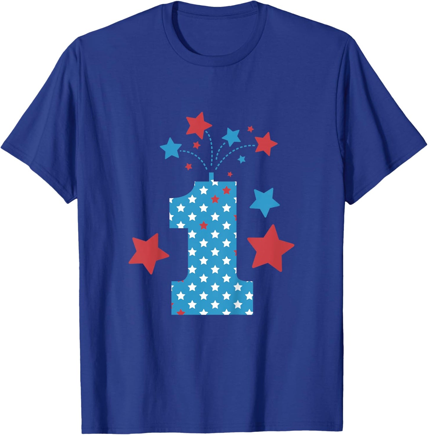 Red, White and One - 1st Birthday Patriotic Firecrackers T-Shirt - T-Shirt | Royal