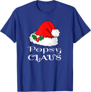 Christmas Popsy Claus Matching Pajama Santa Hat X-mas T-Shirt - T-Shirt | Royal