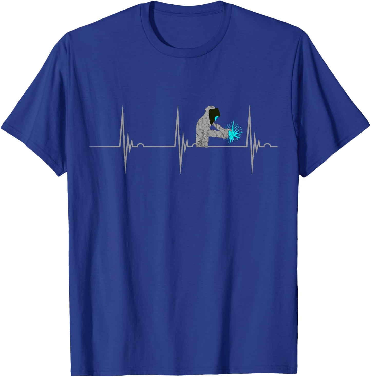 Welder Heartbeat EKG Pulse Steelworker Mig Welding T-Shirt - T-Shirt | Royal
