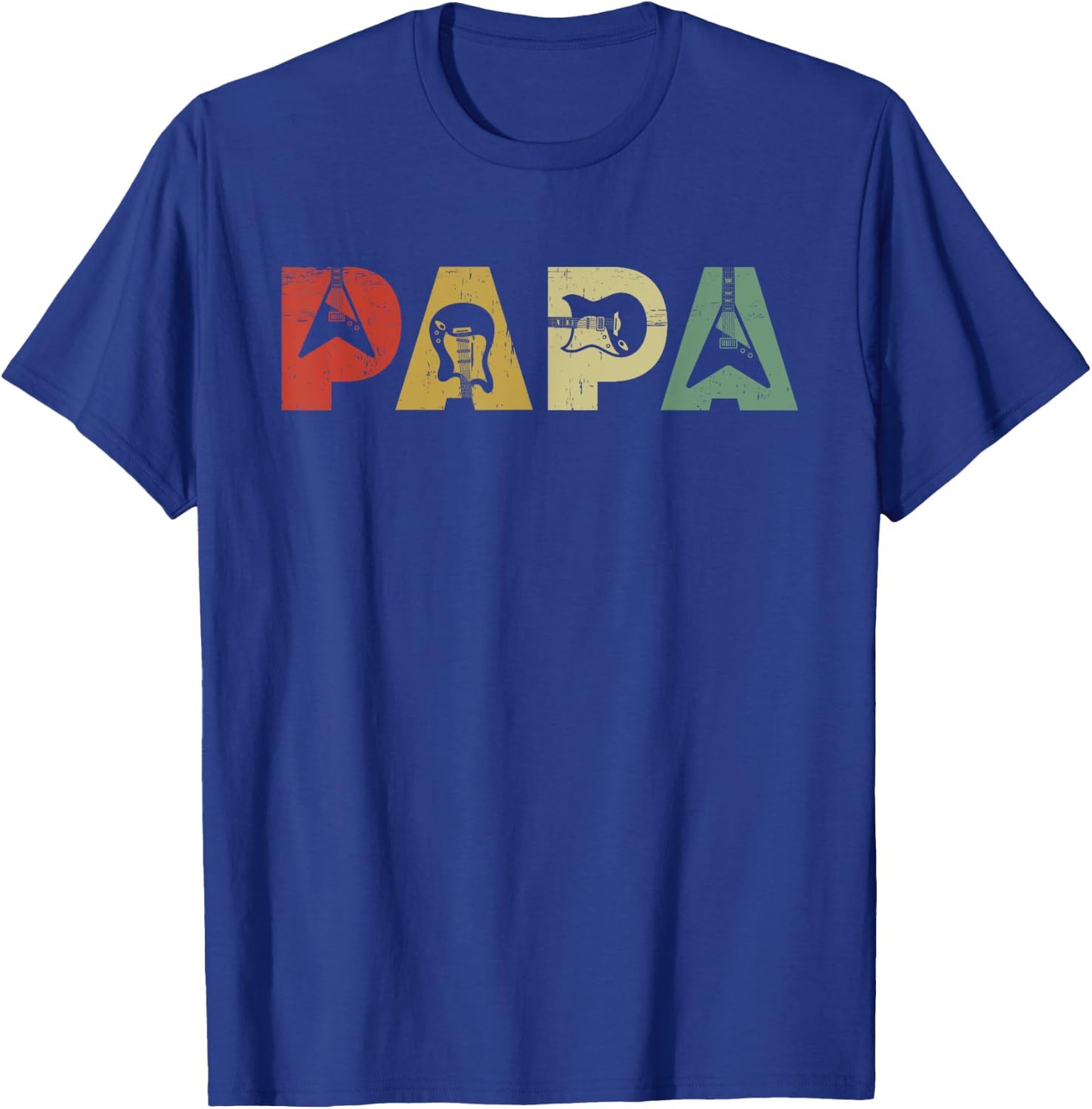 Vintage Guitar Men Music Papa Guitarist Father's Day T-Shirt - T-Shirt | Royal