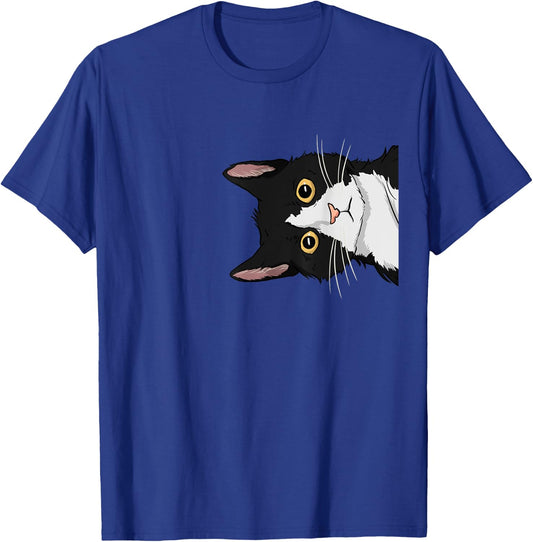 Peeking Tuxedo Cat Lady Gift Cat Mom Cute Tuxedo Cat T-Shirt - T-Shirt | Royal