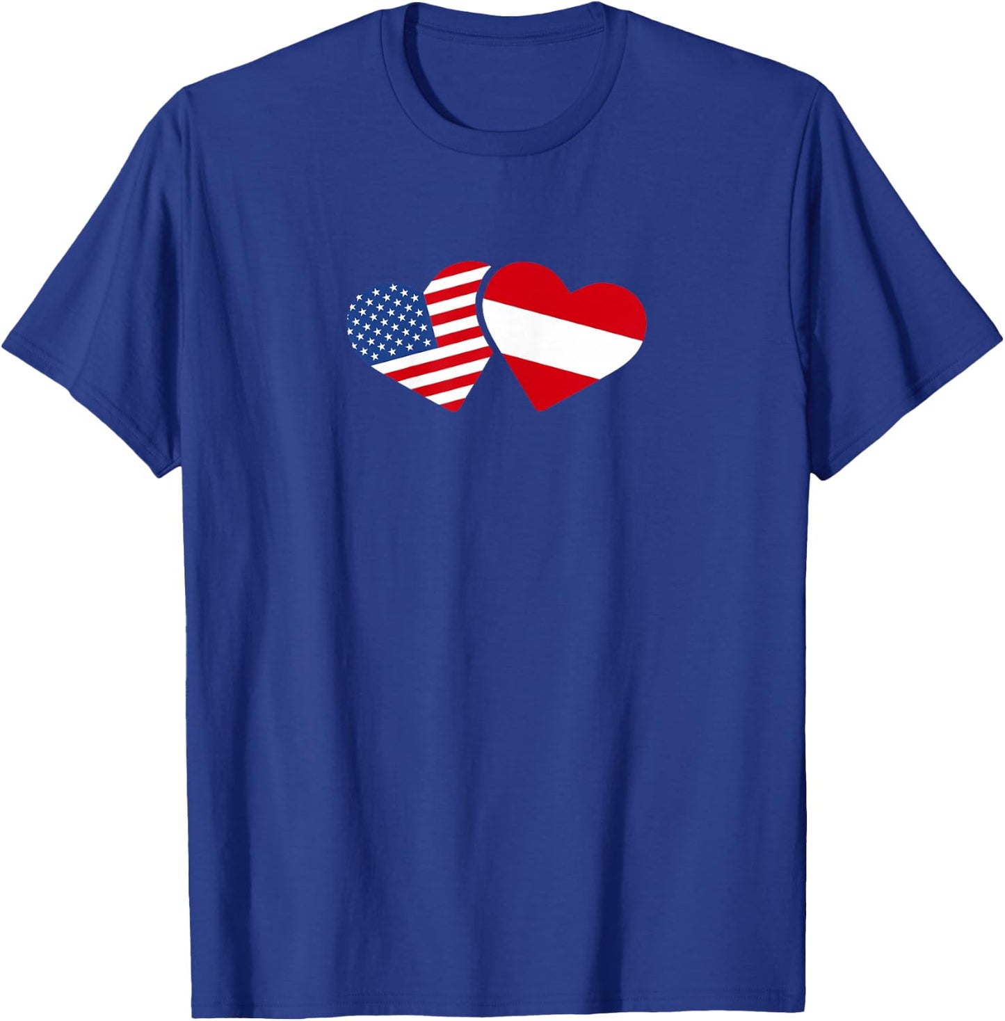 Austria USA Flag T Shirt Heart Austrian Americans Love Cute T-Shirt - T-Shirt | Royal