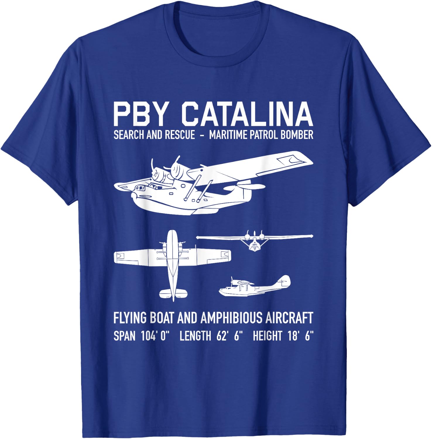 PBY Catalina American Flightboat charts from the 2 T-Shirt - T-Shirt | Royal