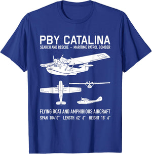 PBY Catalina American Flightboat charts from the 2 T-Shirt - T-Shirt | Royal