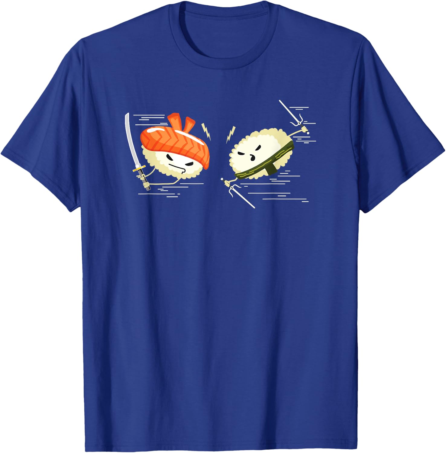 Funny Fighting Sushi Ninja Japanese Kawaii Fish Lover T-Shirt - T-Shirt | Royal