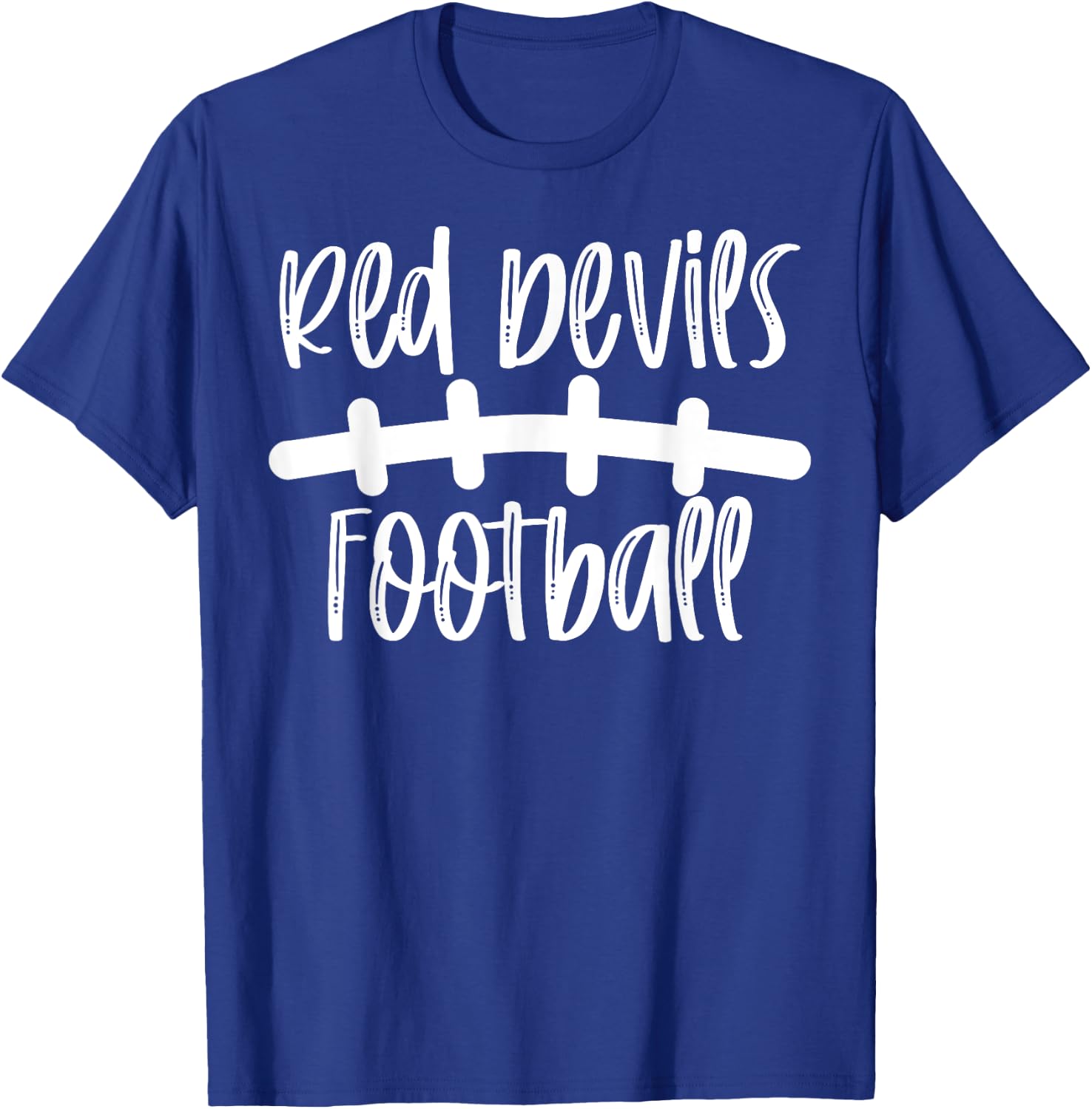Red Devils Football School Spirit Team Mascot Game Night T-Shirt - T-Shirt | Royal