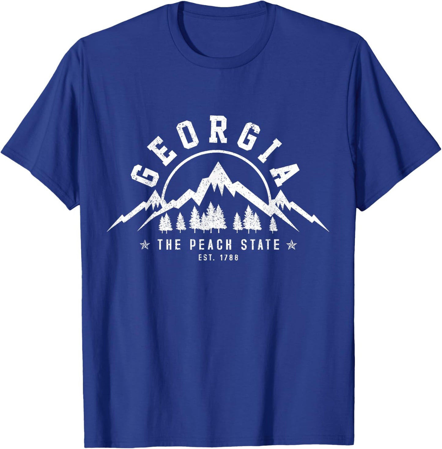 Georgia - The Peach State Est. 1788 Vintage Mountains Gift T-Shirt - T-Shirt | Royal