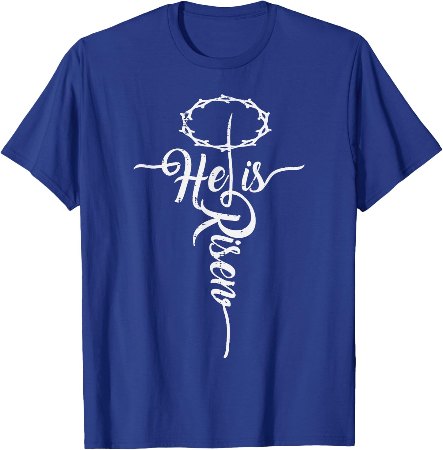 He Is Risen Cross Jesus Religious Easter Day Christians T-Shirt - T-Shirt | Royal