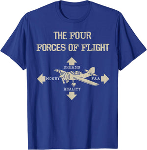 Four Forces Of Flight Dreams Money Reality FAA Shirt Gift T-Shirt - T-Shirt | Royal