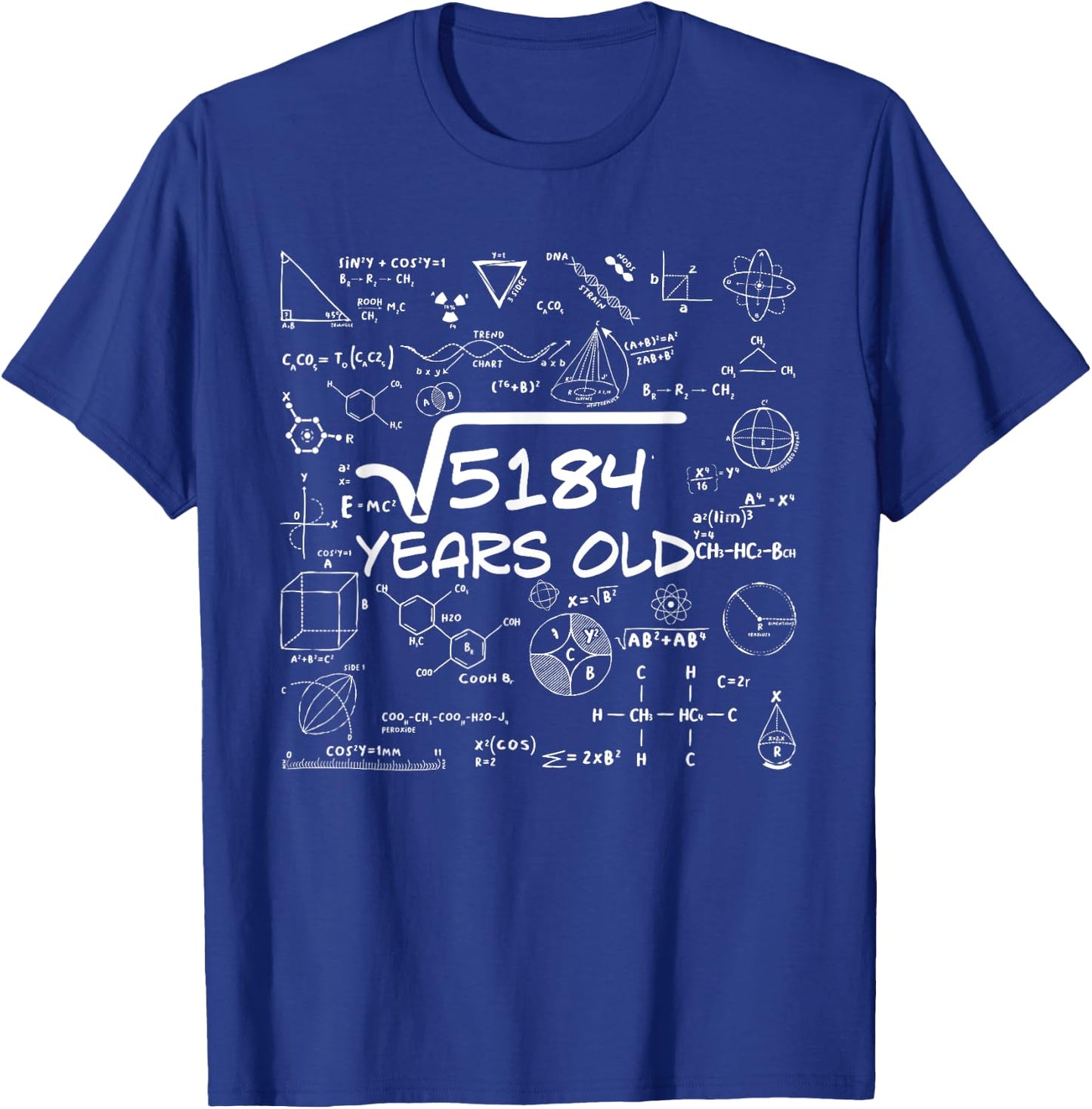 72nd Birthday Square Root of 5184 72 Years Old T-Shirt - T-Shirt | Royal