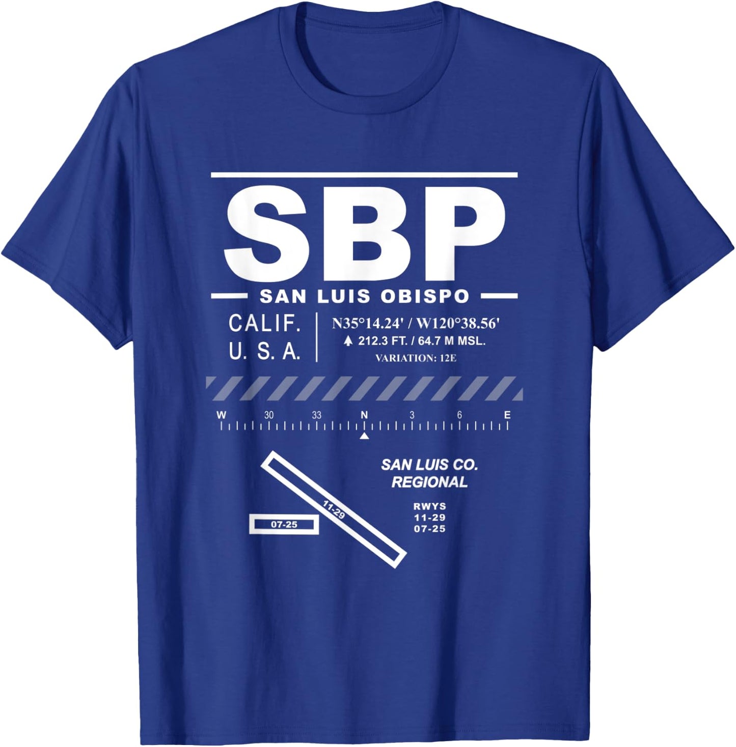 San Luis Obispo County Regional Airport California SBP T-Shirt - T-Shirt | Royal