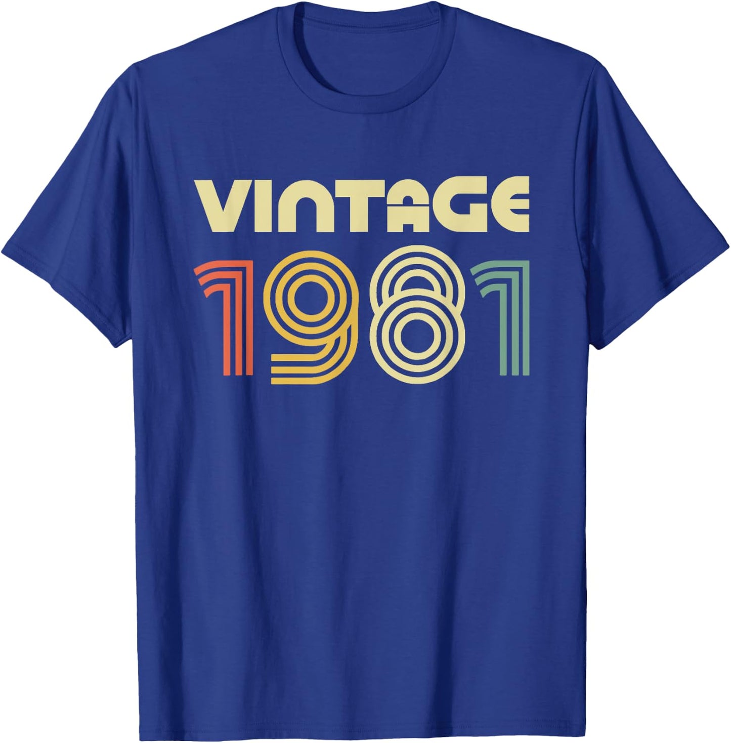 Vintage 1981 Shirt Men Women 44th Birthday T-Shirt - T-Shirt | Royal