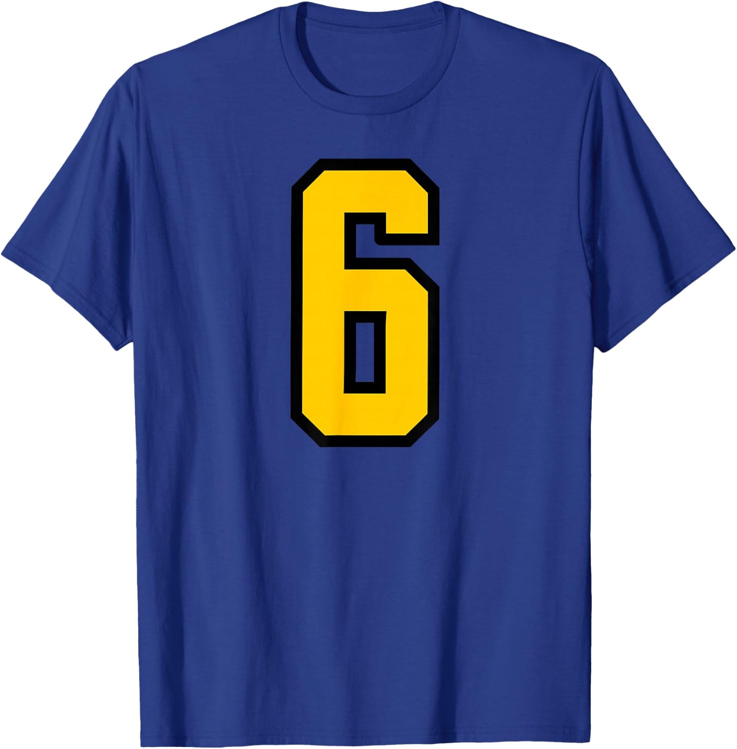 Yellow Black Sports Team Number #6 T-Shirt - T-Shirt | Royal