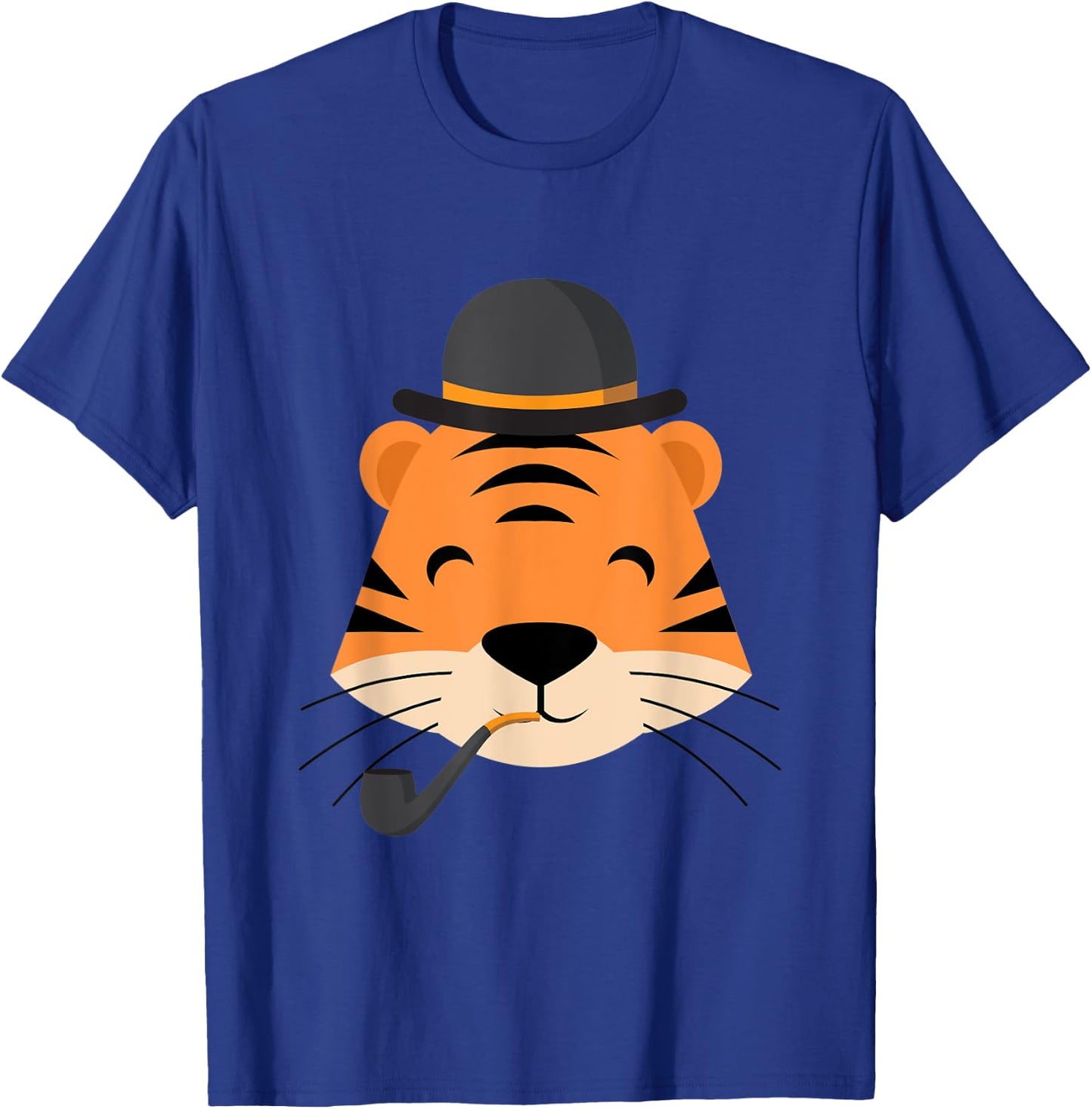 Tiger With Smoking Pipe And Hat Funny Cartoon T-Shirt - T-Shirt | Royal