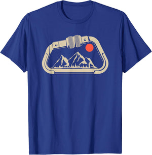 Retro Rock Climbing Bouldering Mountain Carabiner Clip T-Shirt - T-Shirt | Royal