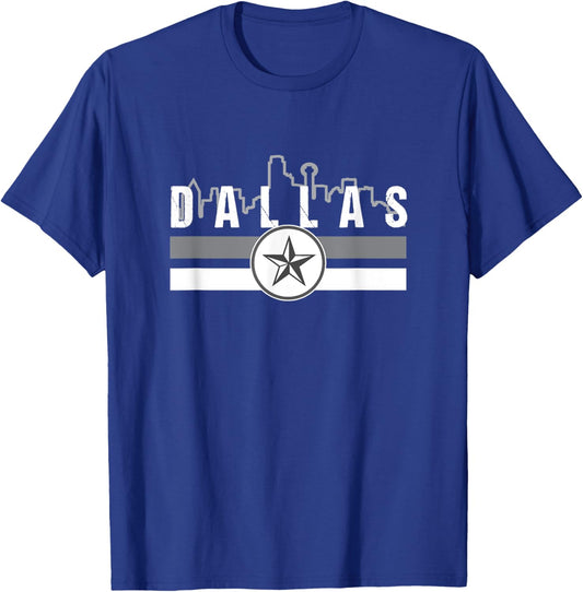 Blue & Grey TX Dallas Old School Throwback Dallas Fan T-Shirt - T-Shirt | Royal