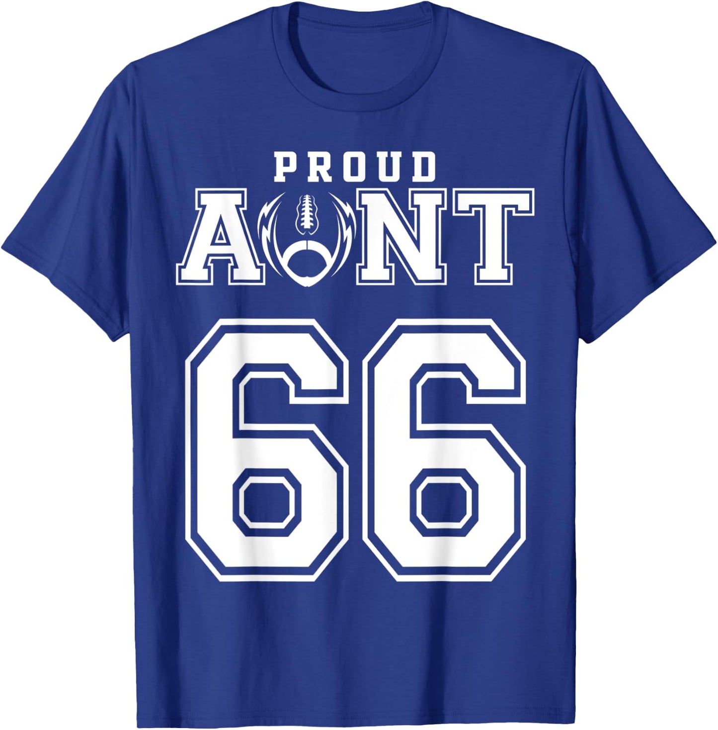 Custom Proud Football Aunt Number 66 Personalized T-Shirt - T-Shirt | Royal