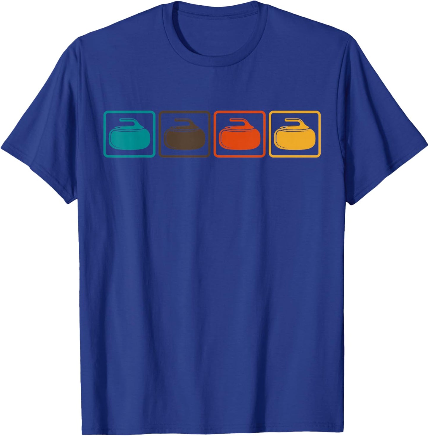 Curling Retro Vintage Ice Sports Curler Player T-Shirt - T-Shirt | Royal