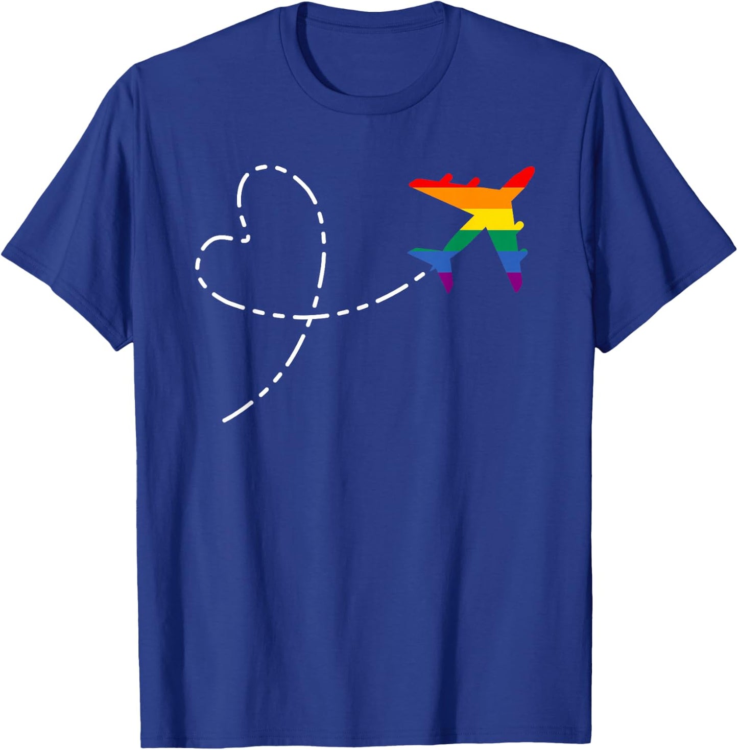 Airplane Rainbow Flag Flight Attendant Pilot LGBT Gay Pride T-Shirt - T-Shirt | Royal