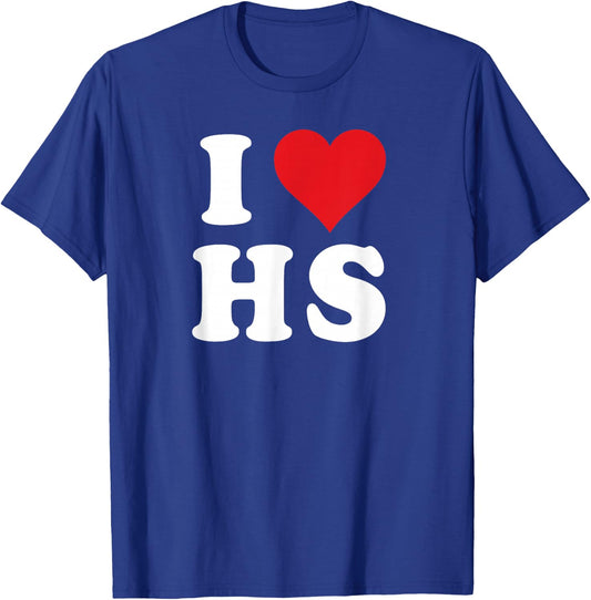 I Love HS Initials I Heart H.S. First Last Name H S T-Shirt - T-Shirt | Royal