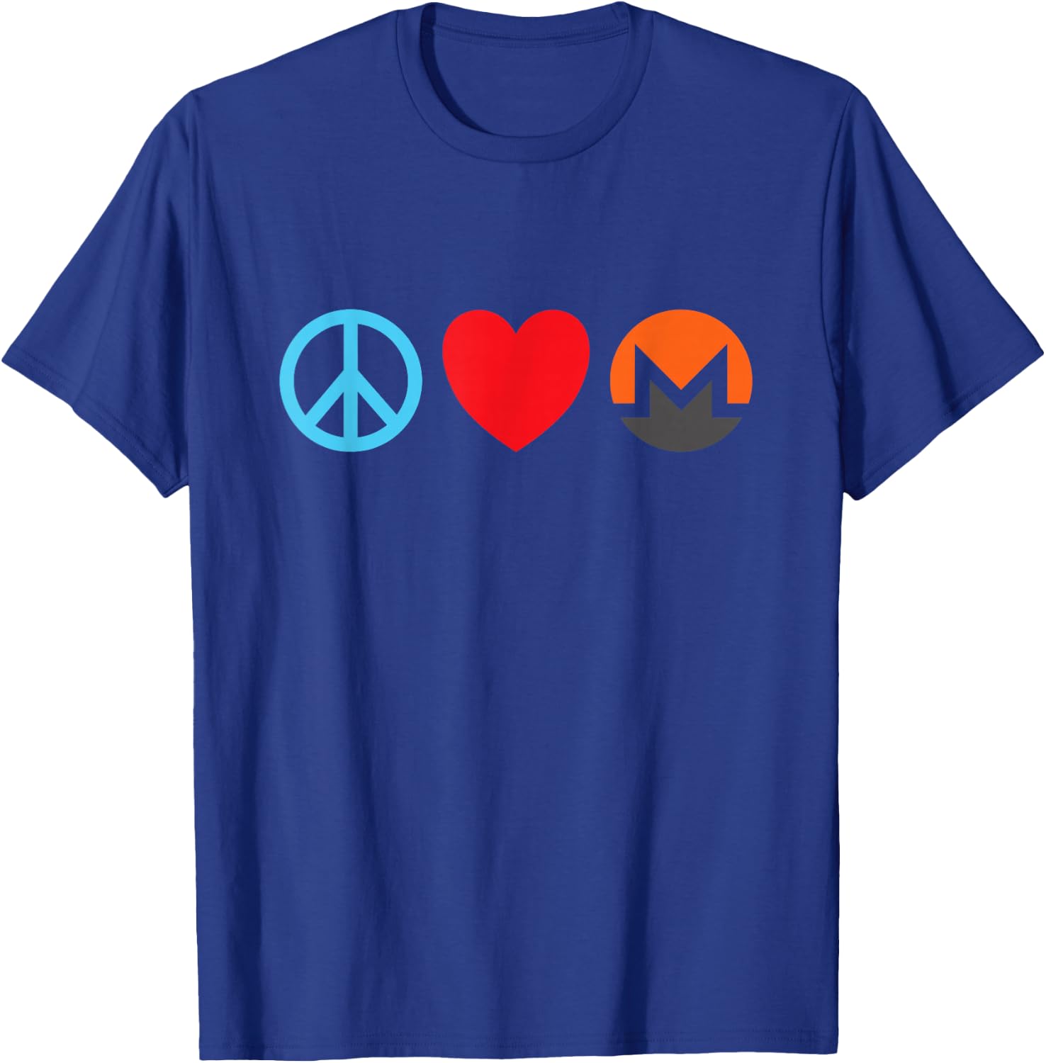 Peace Love Monero Shirt Monero Cryptocurrency Miners Gift T-Shirt - T-Shirt | Royal
