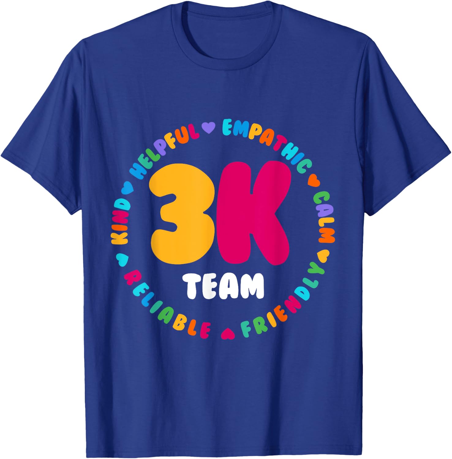 3K Team & Teacher Squad Threes Crew PreK Elementary Team T-Shirt - T-Shirt | Royal