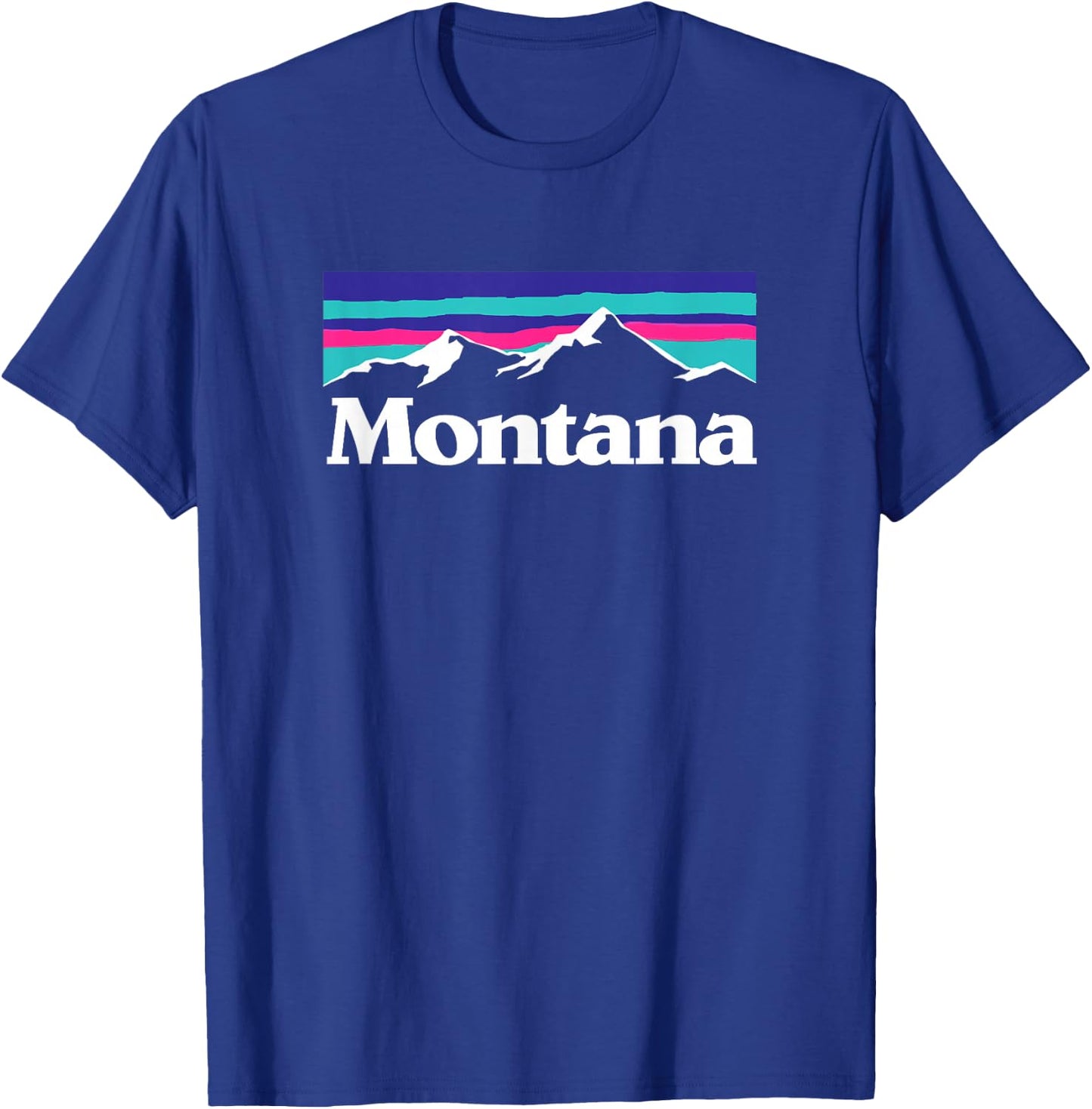 Montana Retro Vintage Mountain Outdoors State Graphic T-Shirt - T-Shirt | Royal