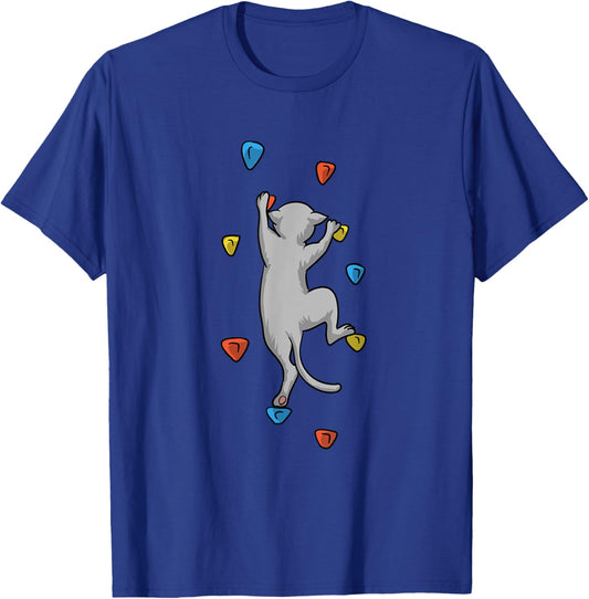 Funny Cat Climber Rock Climbing Gift Women And Kids T-Shirt - T-Shirt | Royal