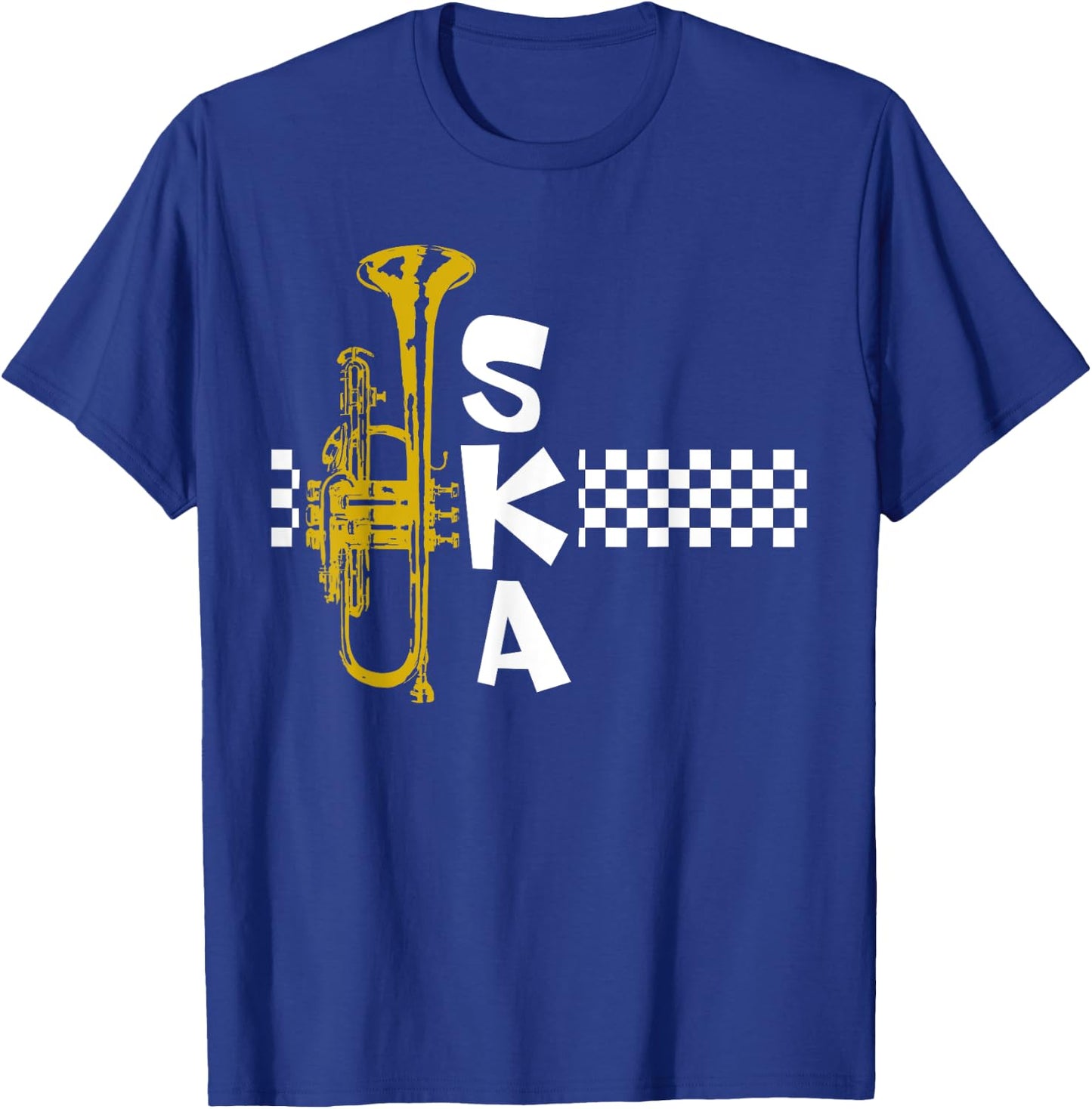 SKA Trumpet and Squares T-Shirt - T-Shirt | Royal