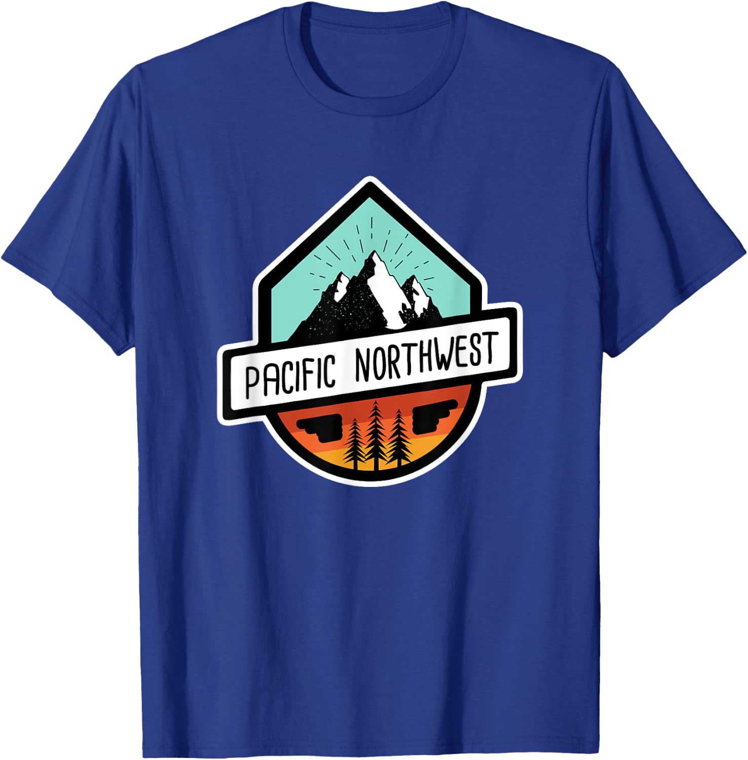 PNW Pacific Northwest Mountain Trees T Shirt T-Shirt - T-Shirt | Royal