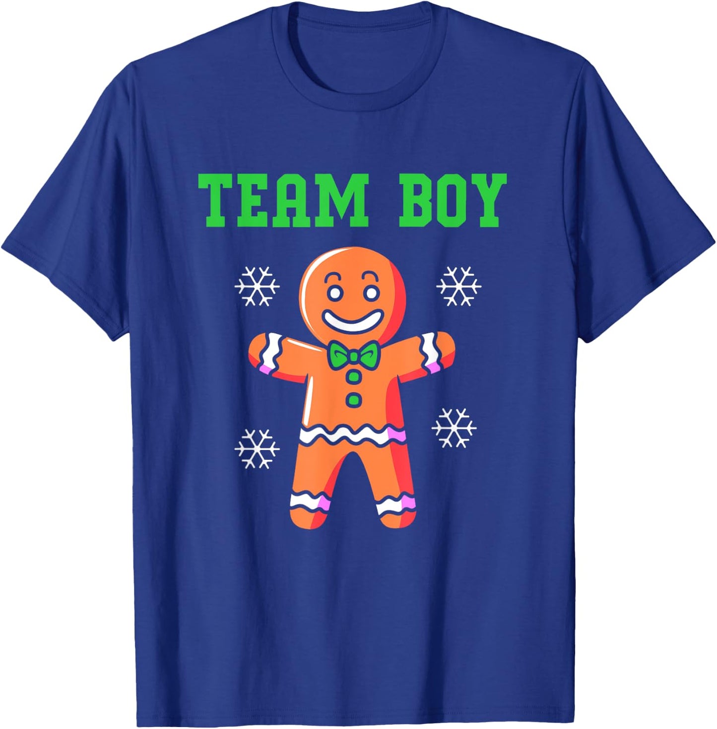 Christmas Gingerbread Man Team Boy Gender Reveal T-Shirt - T-Shirt | Royal
