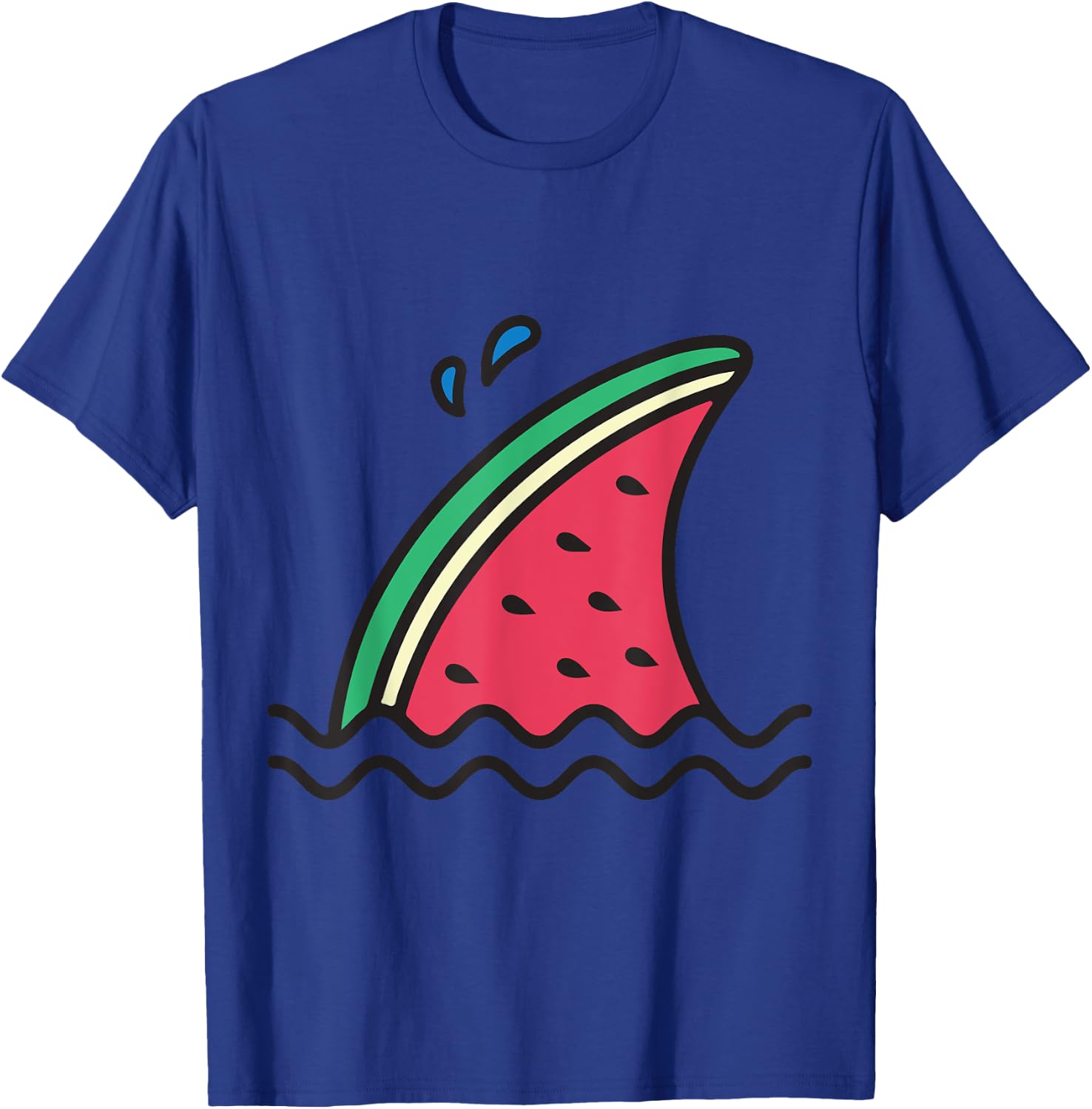 Kawaii Watermelon Shark Fin Funny Family Summer Vacation Women Girls Kids T-Shirt - T-Shirt | Royal