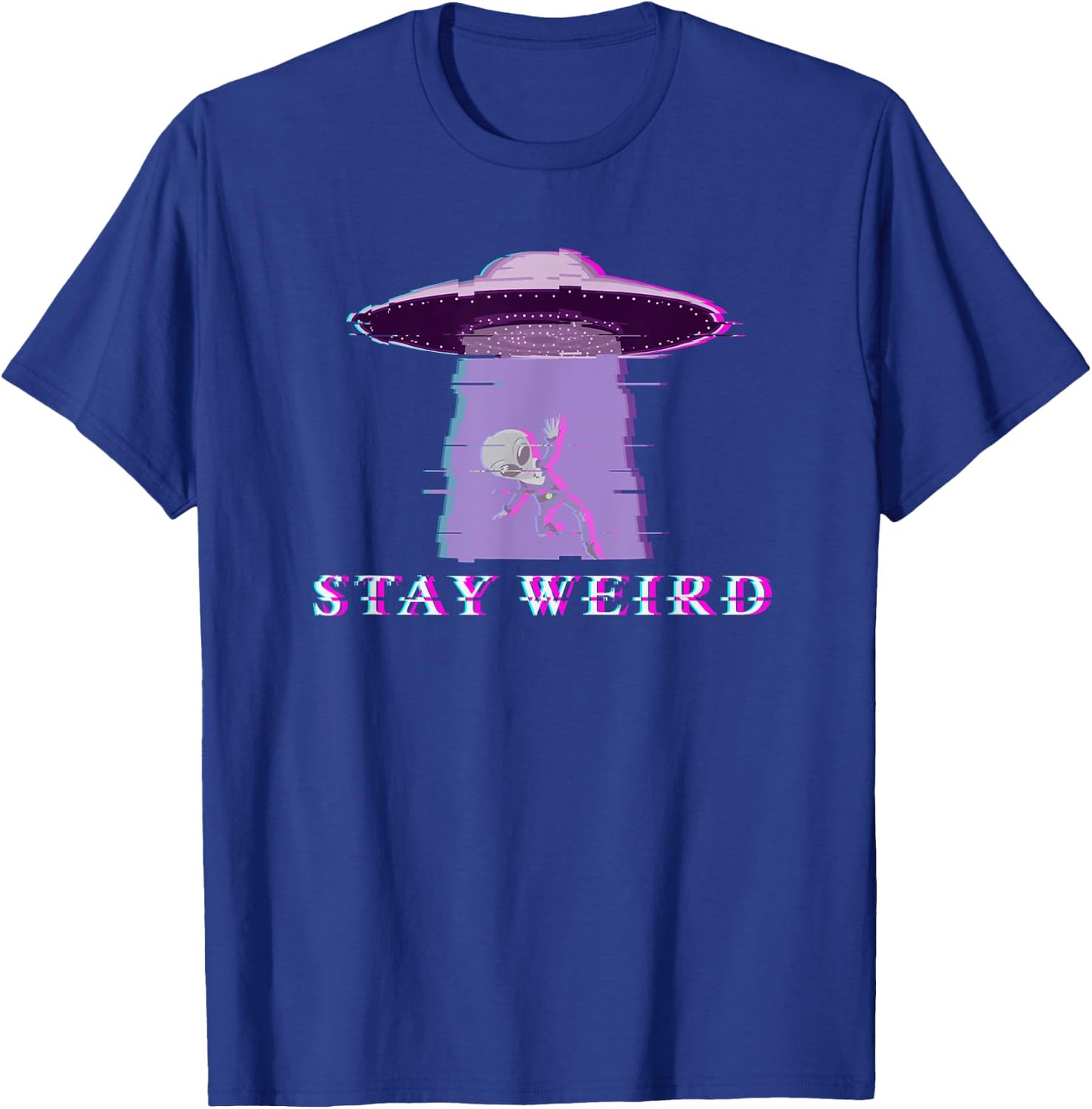 Alien Stay Weird UFO Vaporwave T-Shirt - T-Shirt | Royal