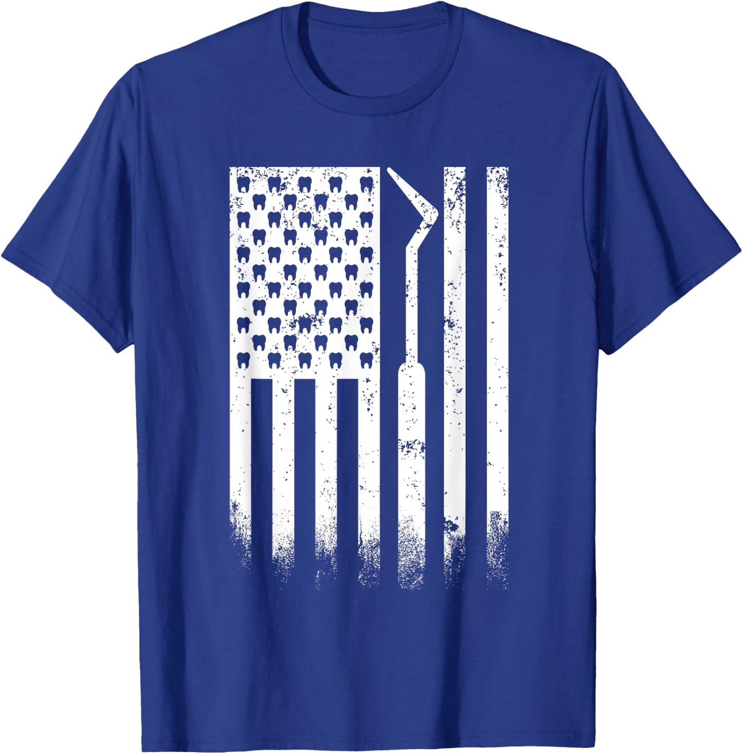 Patriotic Dentist American Flag USA Tooth US Flag dental T-Shirt - T-Shirt | Royal