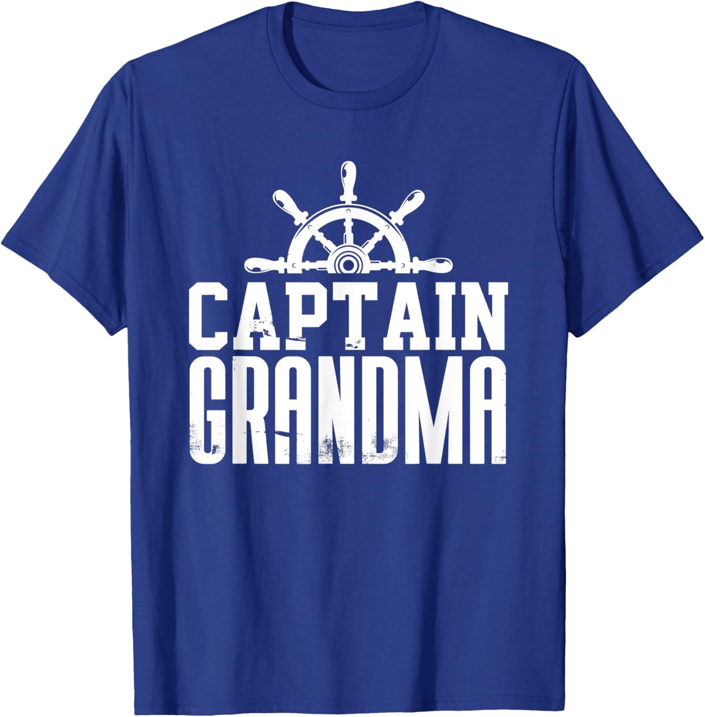 Captain Grandma Funny Family Sailing Boat Lover Ship Wheel T-Shirt - T-Shirt | Royal