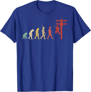 Vintage Electrician Human Evolution Vintage Lineman T-Shirt - T-Shirt | Royal