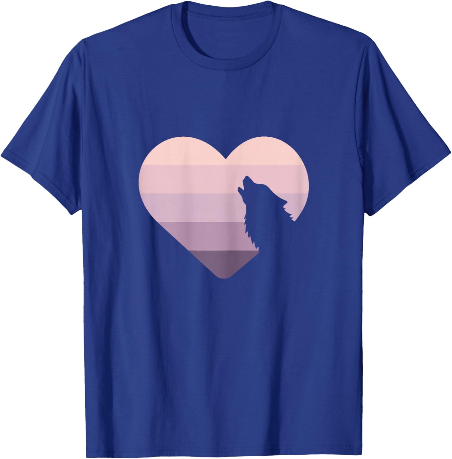 Wolf Lovers Cute Heart Howling Wolf Purple Pink Retro Moon T-Shirt - T-Shirt | Royal