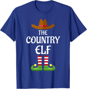 Country Elf Family Matching Group Christmas Cowboy T-Shirt - T-Shirt | Royal