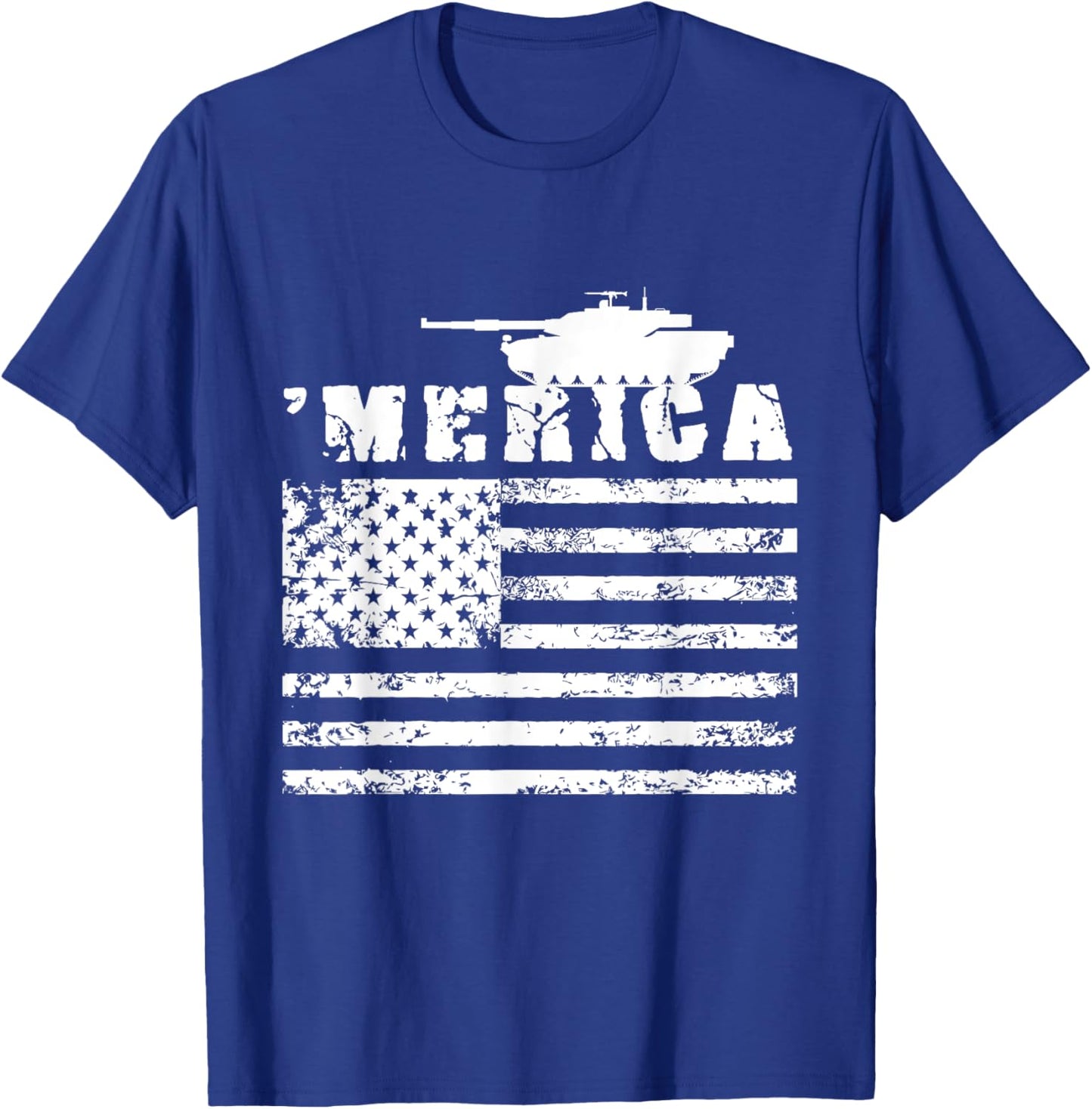 America Battle Tank Army American Flag Military Vehicle Men T-Shirt - T-Shirt | Royal
