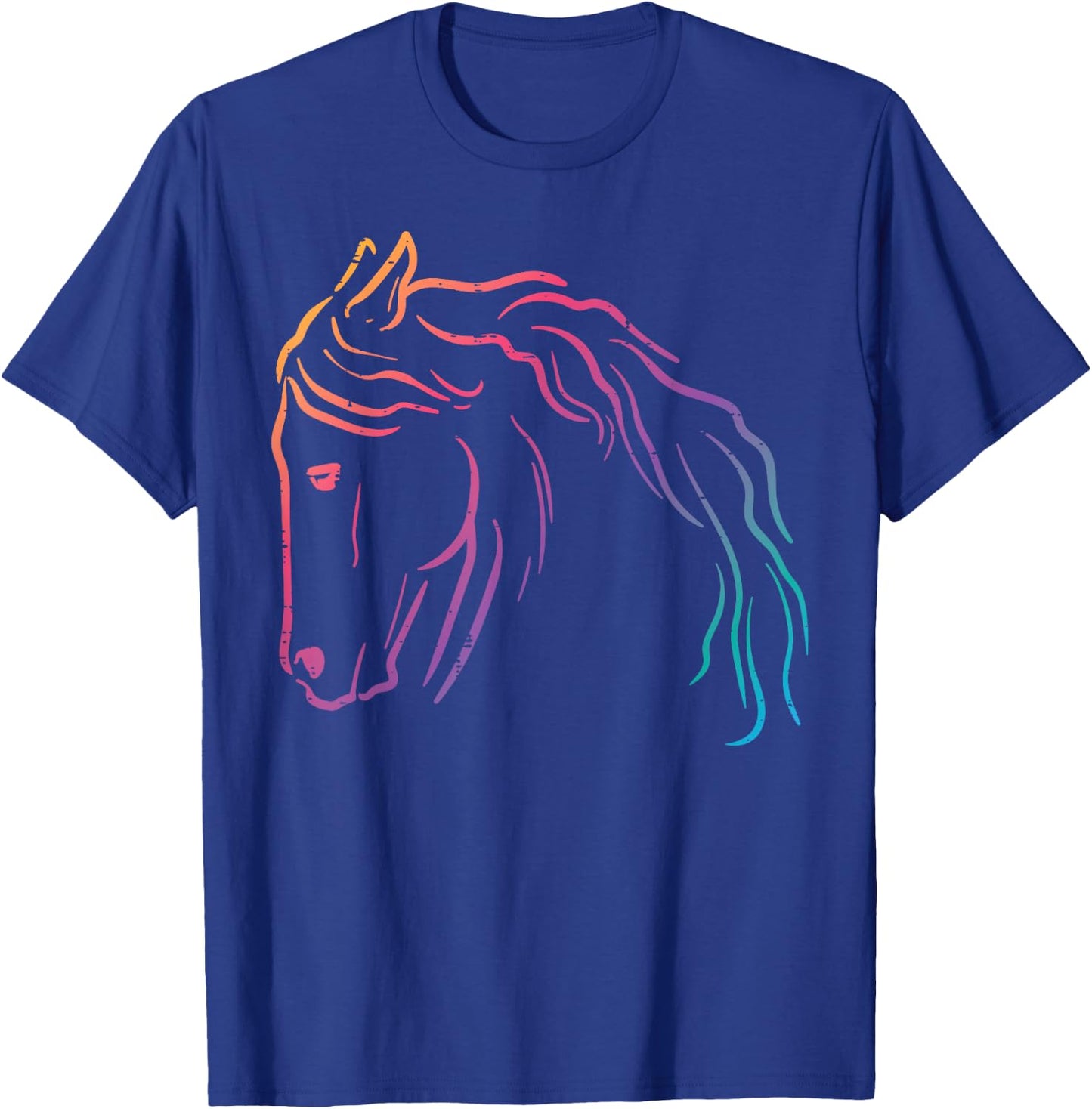 Colorful Horse Head Minimal Art Equestrian Men Women Kids T-Shirt - T-Shirt | Royal