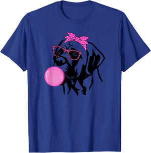 English Mastiff dog with bubble gum bandana glasses T-Shirt - T-Shirt | Royal