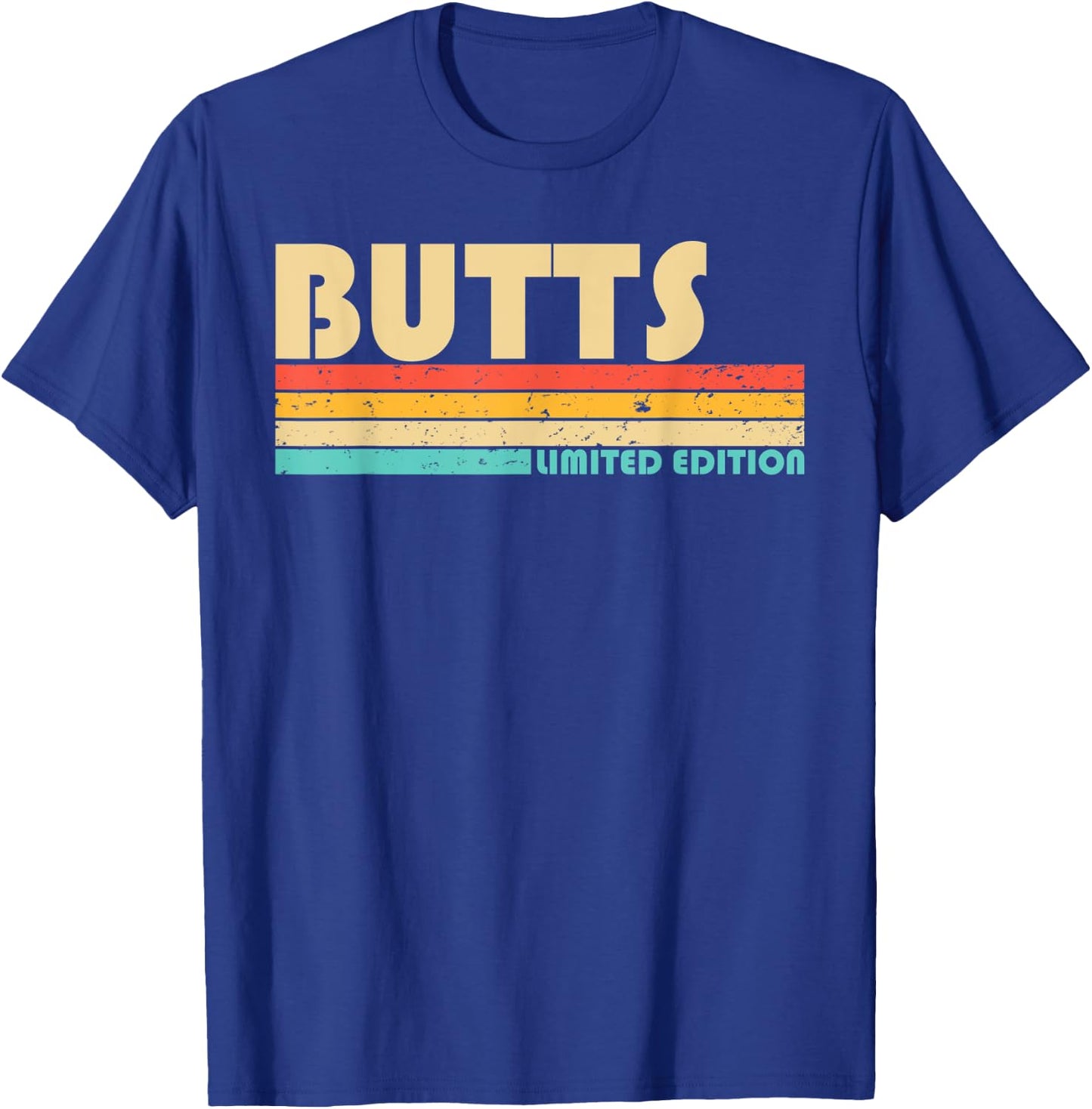 BUTTS Surname Funny Retro Vintage 80s 90s Birthday Reunion T-Shirt - T-Shirt | Royal