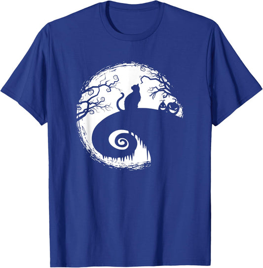 Halloween Kitty Cat & Moon Silhouette - Spooky Gifts - Cat T-Shirt - T-Shirt | Royal