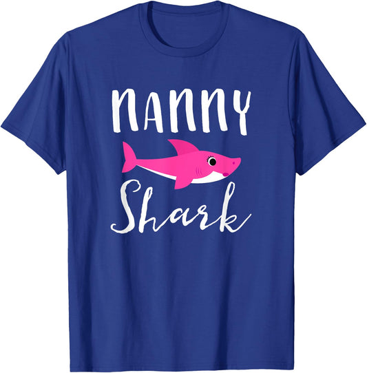 Nanny Shark Grandma Grandmother Pink Shark Graphic T-Shirt - T-Shirt | Royal