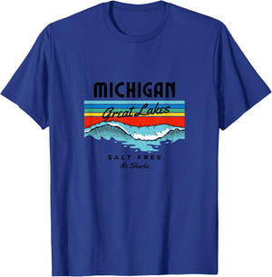 Michigan Great Lakes Salt Free No Sharks T-Shirt - T-Shirt | Royal